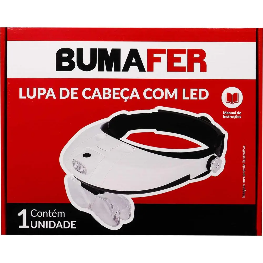 Lupa de cabeça com led profissional branco Bumafer — fotografia 7
