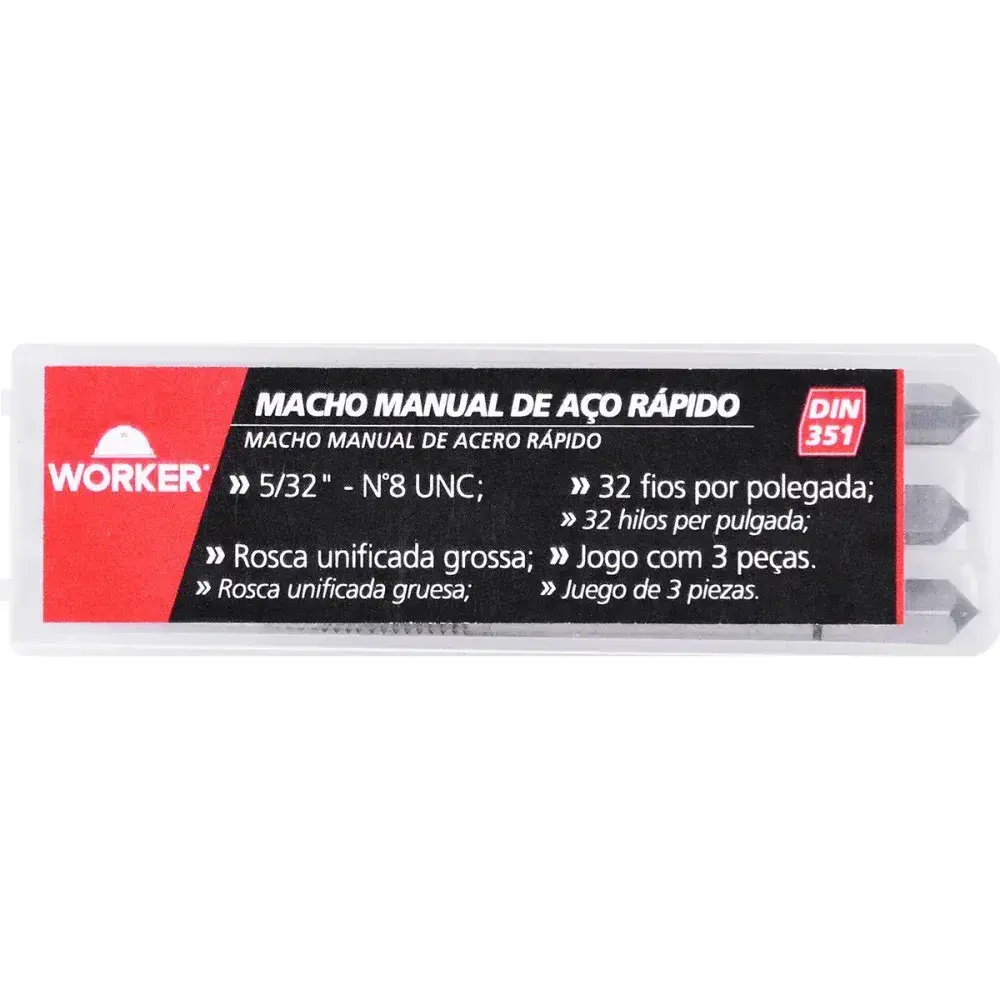 Jogo macho manual DIN351 unc 5/32 3 peç Worker — fotografia 11