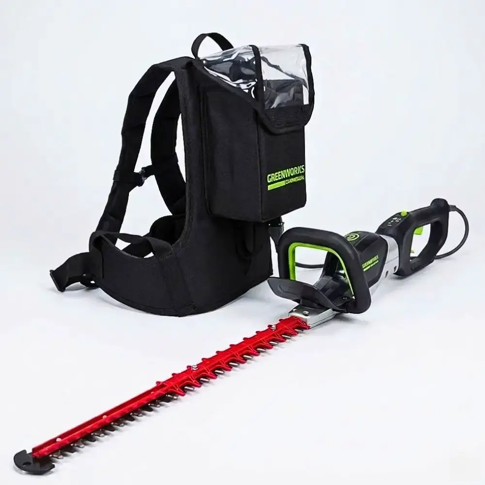 Aparador de cerca viva 82V com mochila + bateria 4,0AH + carregador bivolt Greenworks — fotografia 2