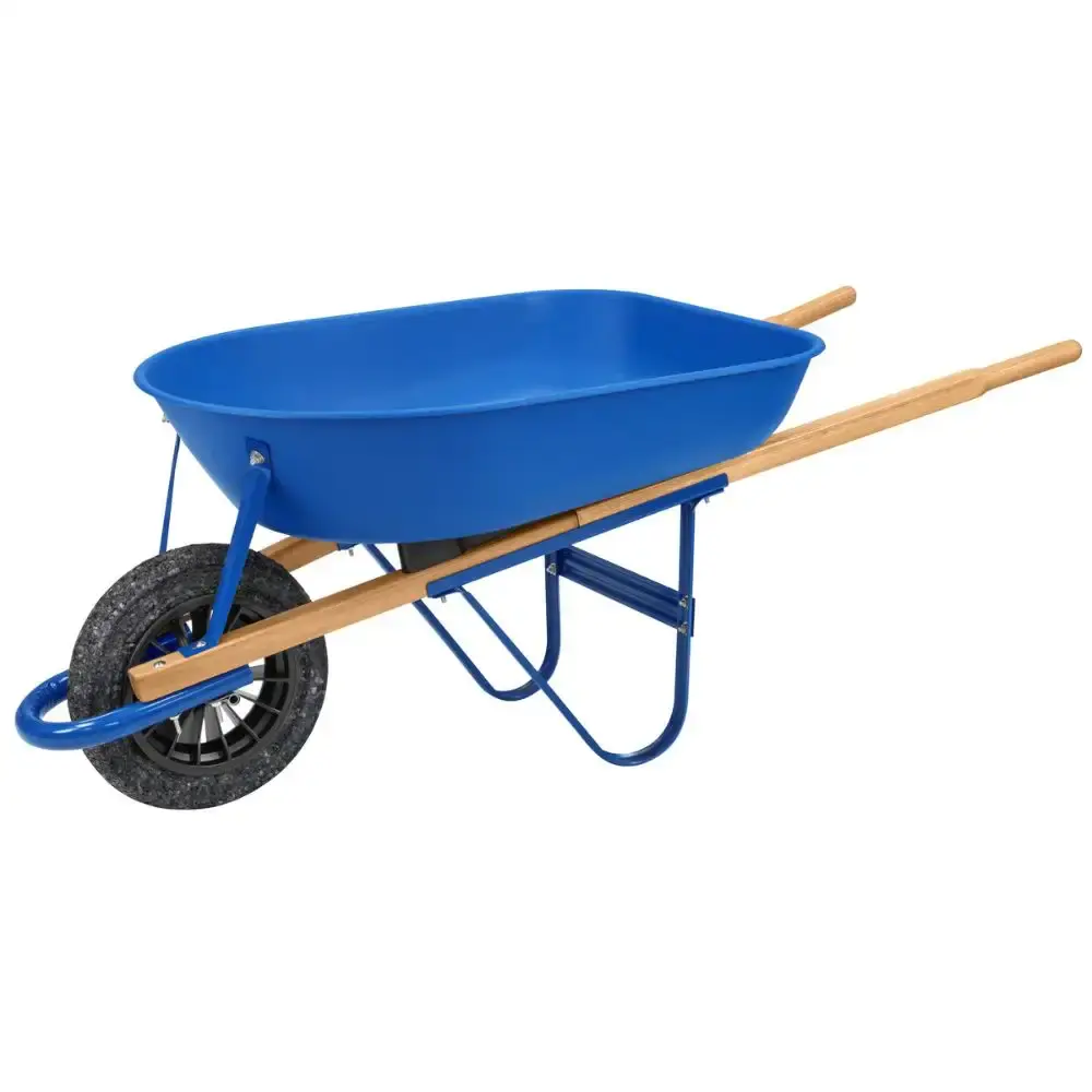 Carrinho de mão com caçamba plástica azul 50L Tramontina
