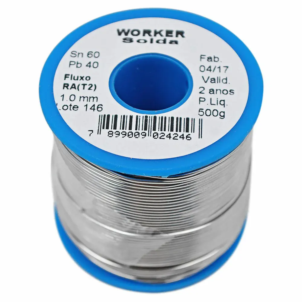 Fio de estanho para solda 1,0MM 60X40 809 Worker - 500GR carretel — fotografia de referência