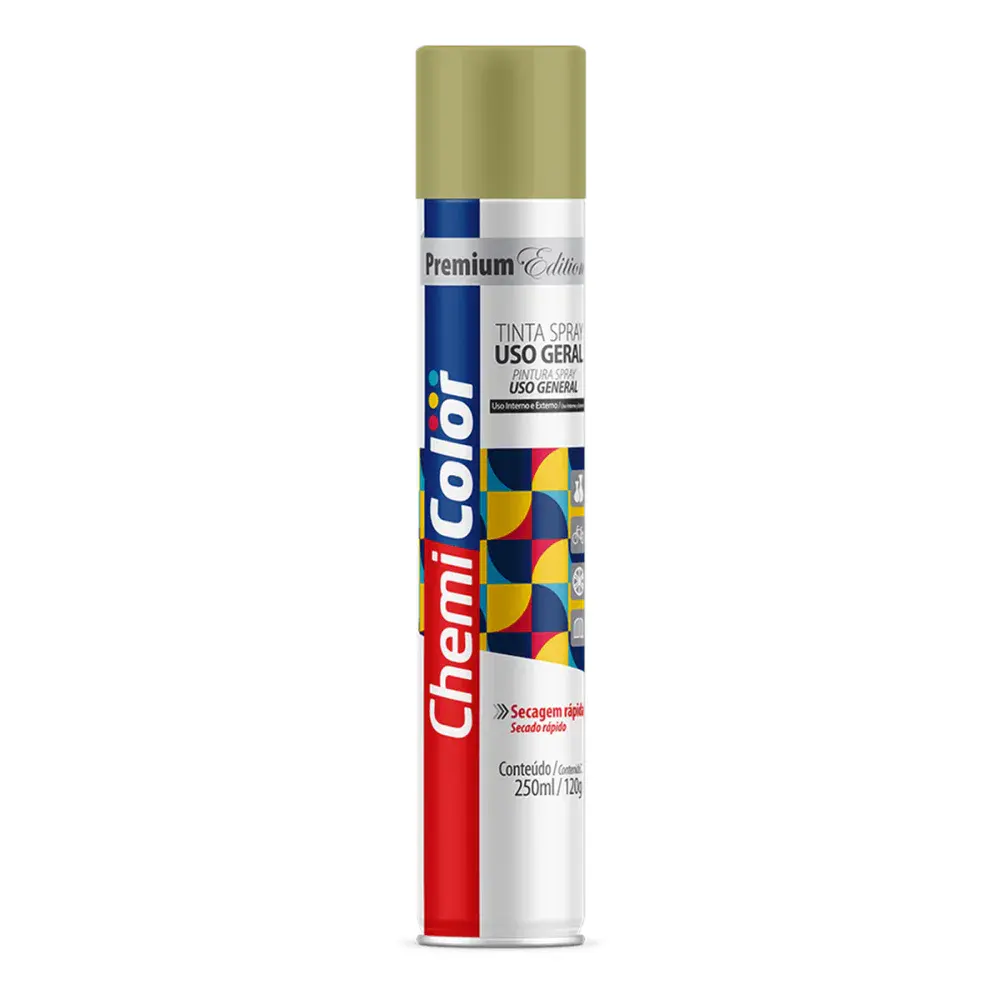 Tinta spray de uso geral 250ML/120G dourada Chemicolor