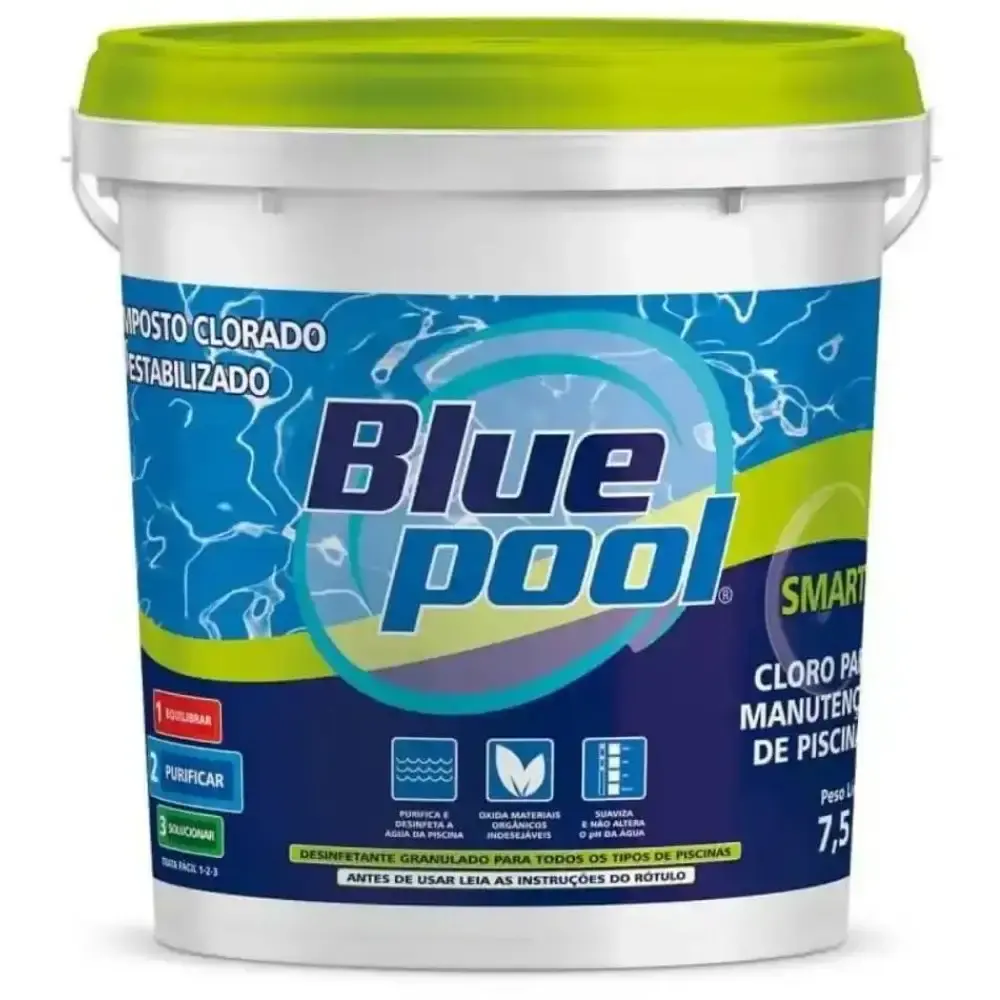 Bomba para piscina 1/3 CV 20.000 litros com balde de cloro 7,5 KG Bluepool — fotografia 3