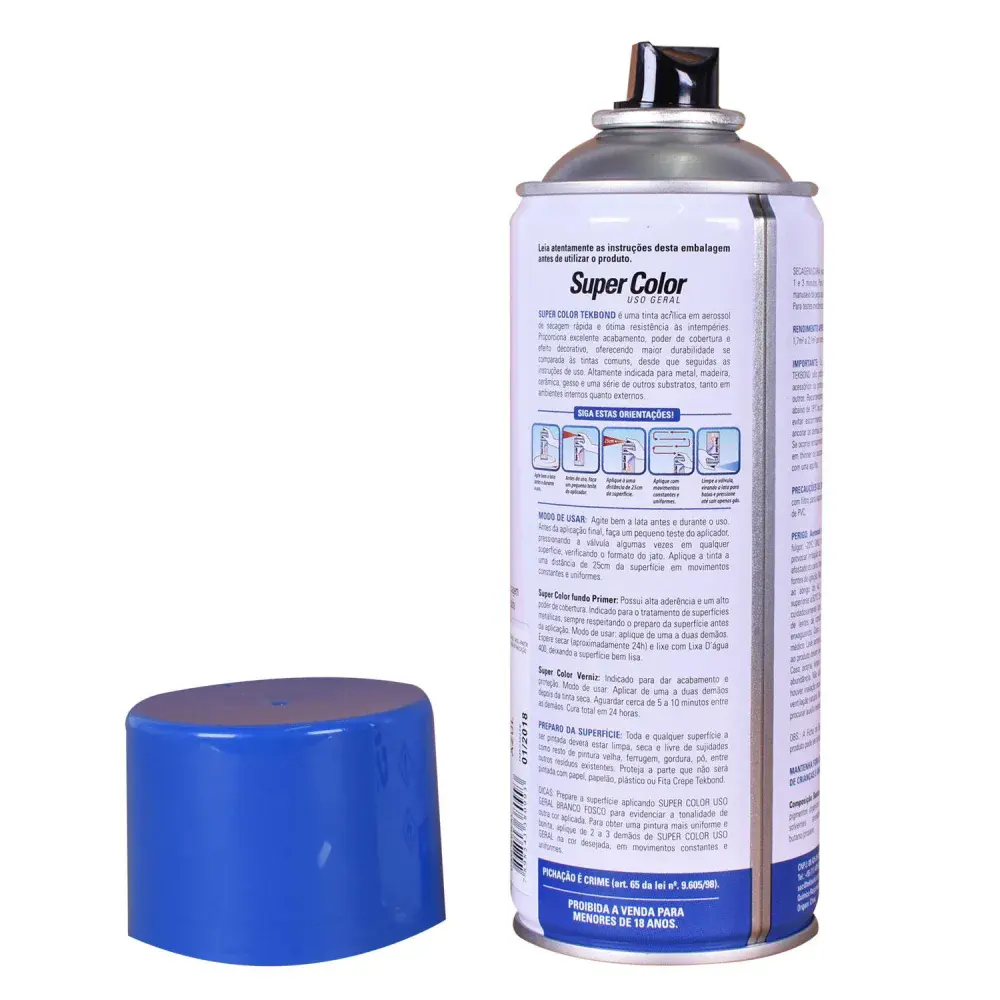 Tinta spray uso geral azul 350ML Tekbond — fotografia 3