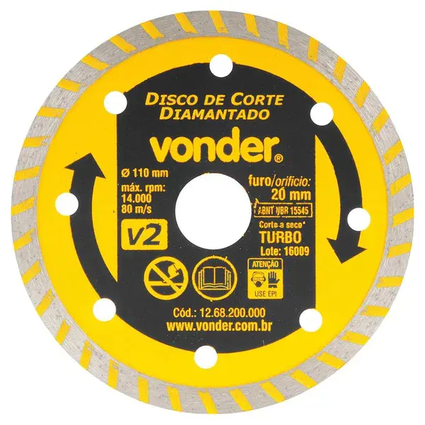 Disco de corte diamantado 110MM - Vonder