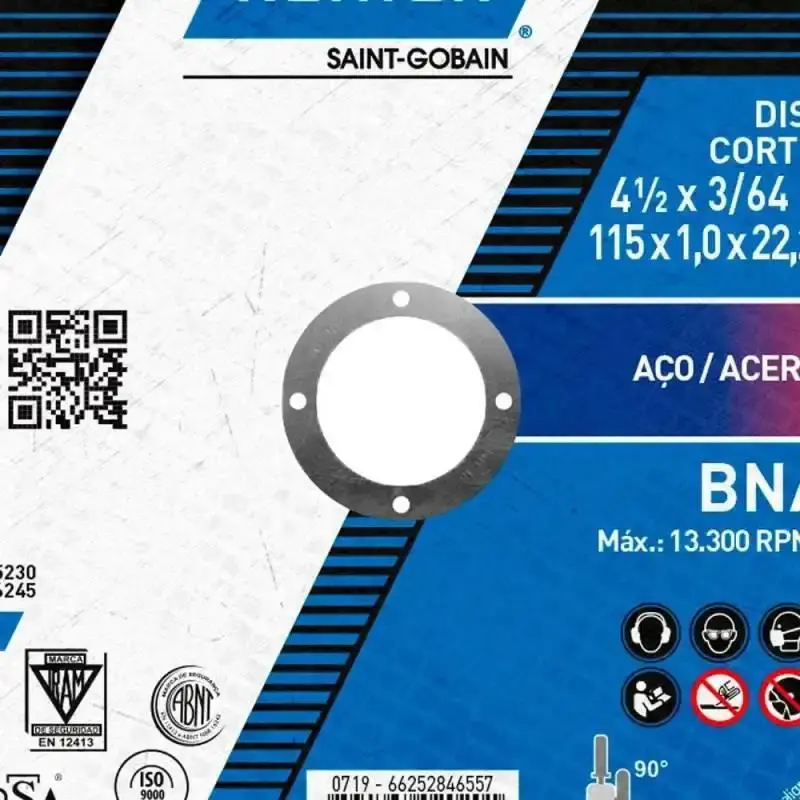 Disco de corte BNA 12 para metal e inox 4.1/2 POL kit com 25 unidades Norton — fotografia 5