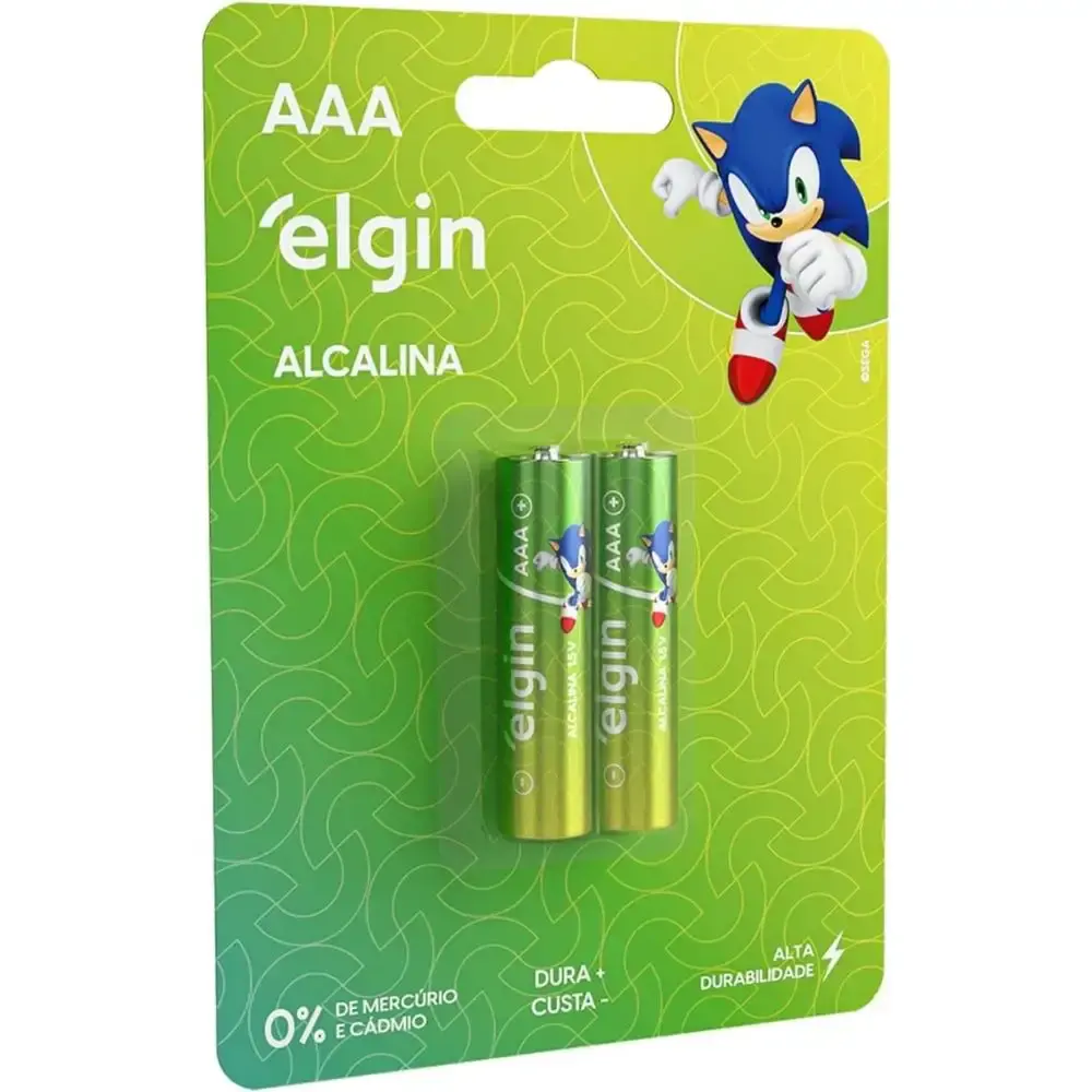 Pilha alcalina tipo palito 1,5V AAA 2 peças Elgin