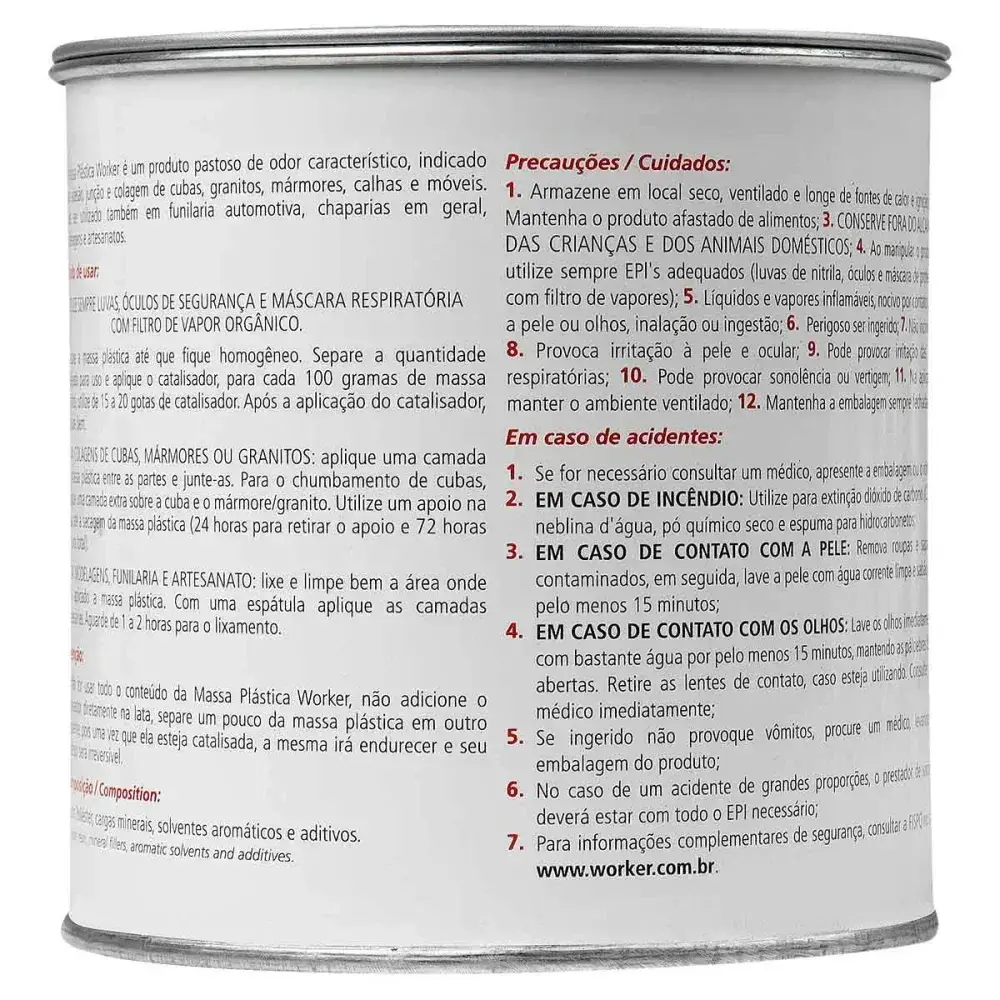 Massa plástica branca 1KG Worker — fotografia 7