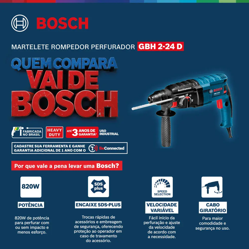 Martelete perfurador GBH2-24D com 5 brocas 127V Bosch — fotografia 8