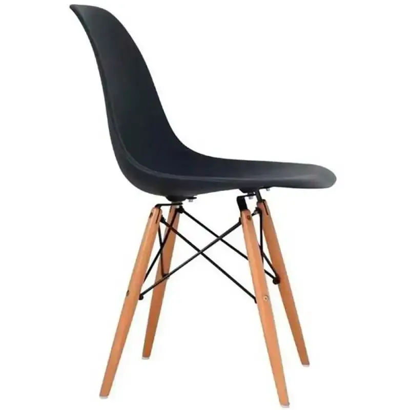 Cadeira charles eames wood preta F901001 eifel com 2 unidades Garden life — fotografia 3