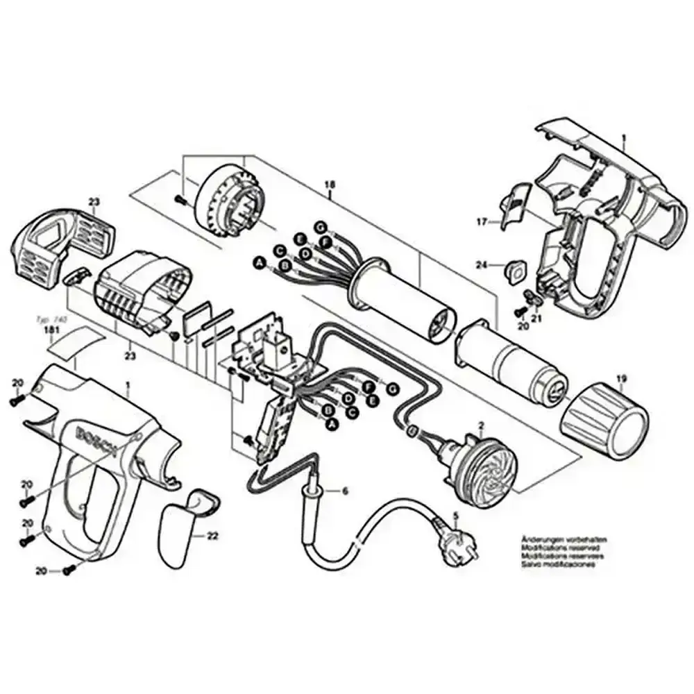 Conjunto regulador para soprador térmico GHG 630 DCE 1609203L51 Bosch — fotografia 5