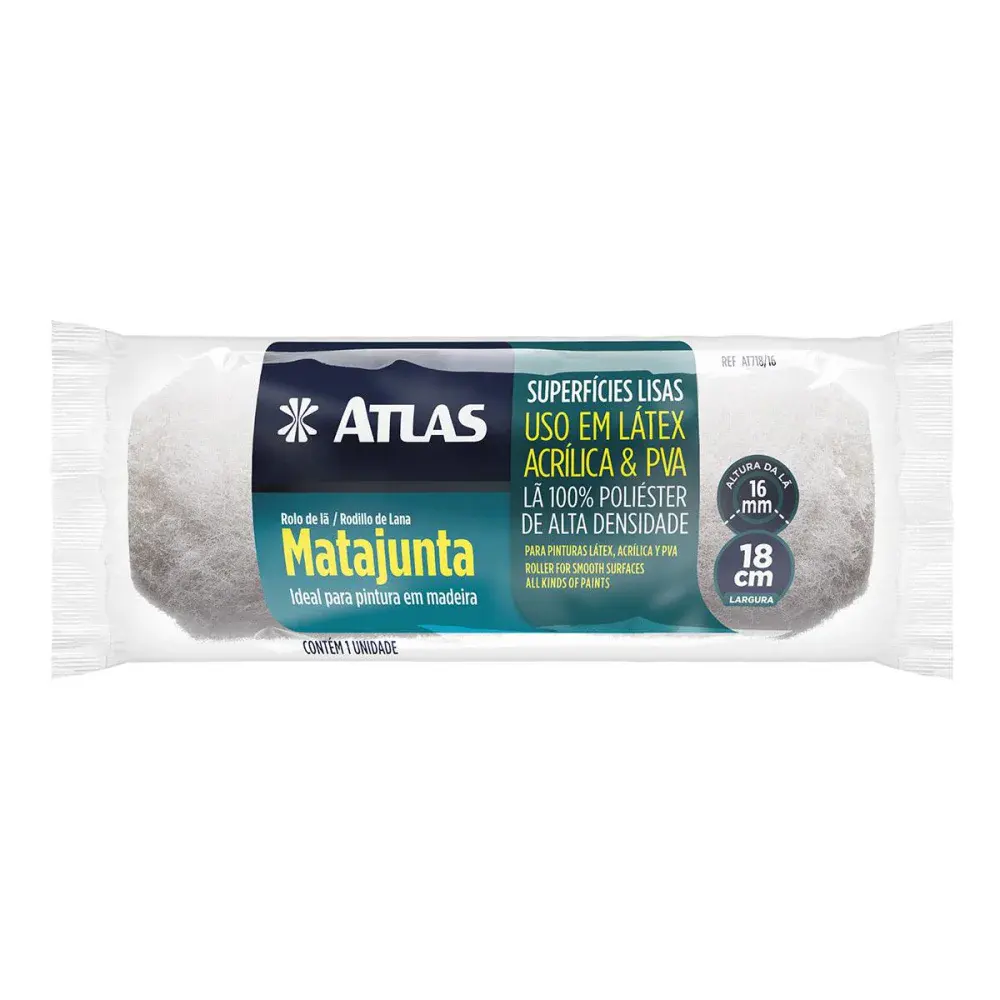 Rolo de pintura matajunta de lã sintética 16MM 18CM altas Atlas