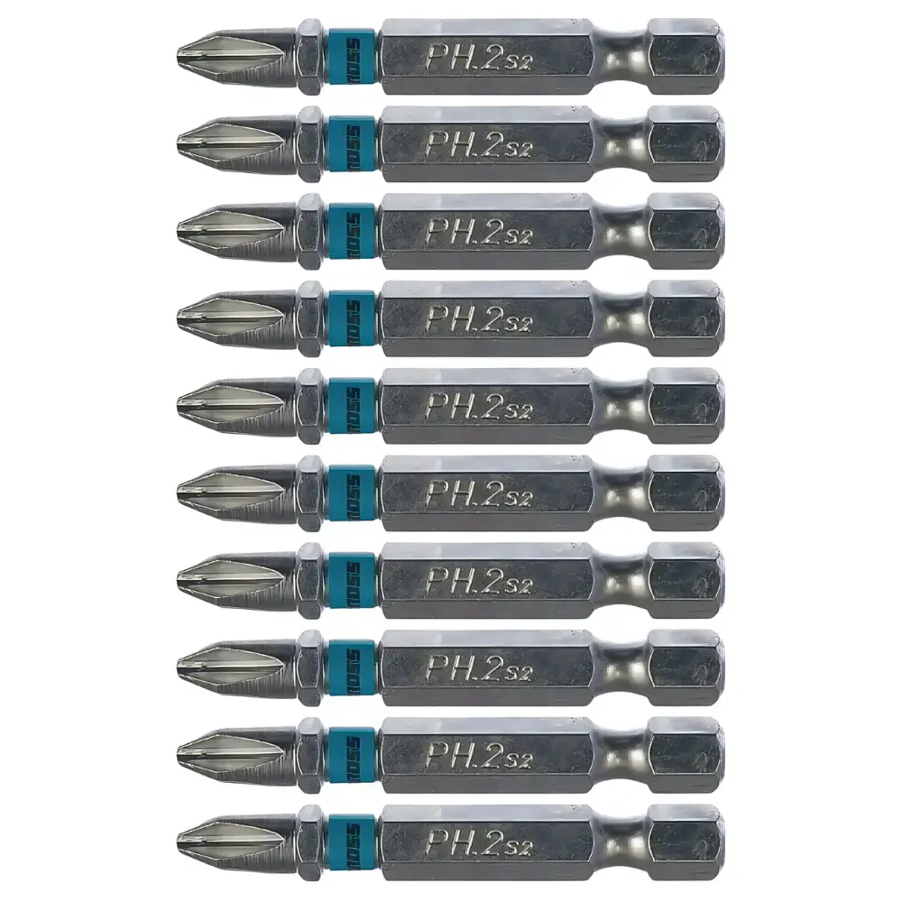 Bits Phillips 1/4 POL 50 mm PH2 com 10 Peças GROSS
