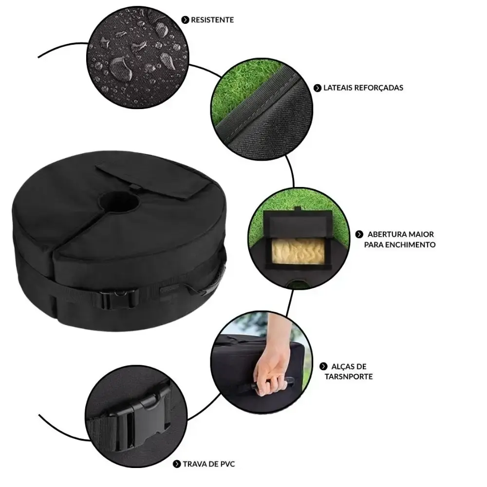 Ombrellone suspenso 3 metros com base bolsa redonda para areia 30 KG ImportWay Verde — fotografia 6