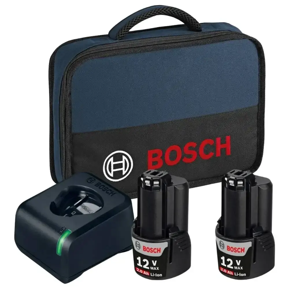 Bolsa para ferramentas com 2 baterias 2AH 12V e carregador bivolt Bosch — fotografia de referência