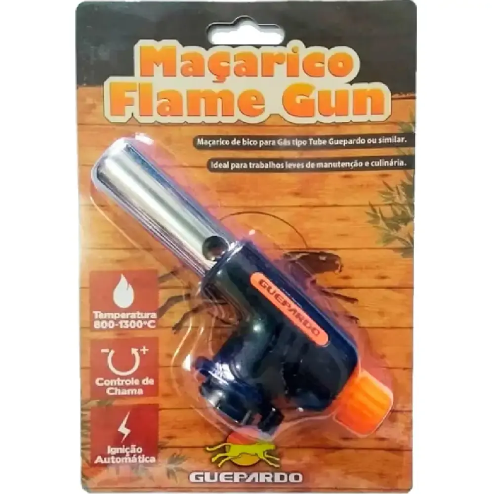 Maçarico compacto flame gun acendedor automático guepardo+ kit gás butano — fotografia 4