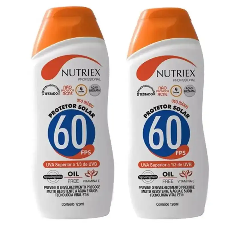 Kit 2 unidades protetor solar FPS 60 120ML bisnaga Nutriex — fotografia 3