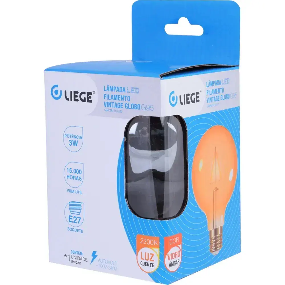 Lâmpada led filamento vintage globo G95 bivolt Liege — fotografia 10