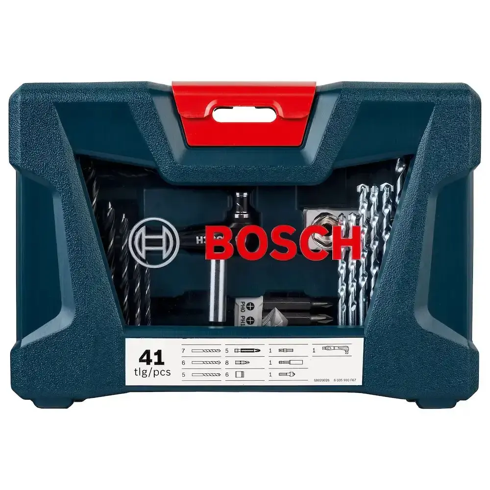Parafusadeira e furadeira de impacto 18V 2 baterias e maleta GSB185LI-2BX e kit 41 peças v-line Bosch — fotografia 3