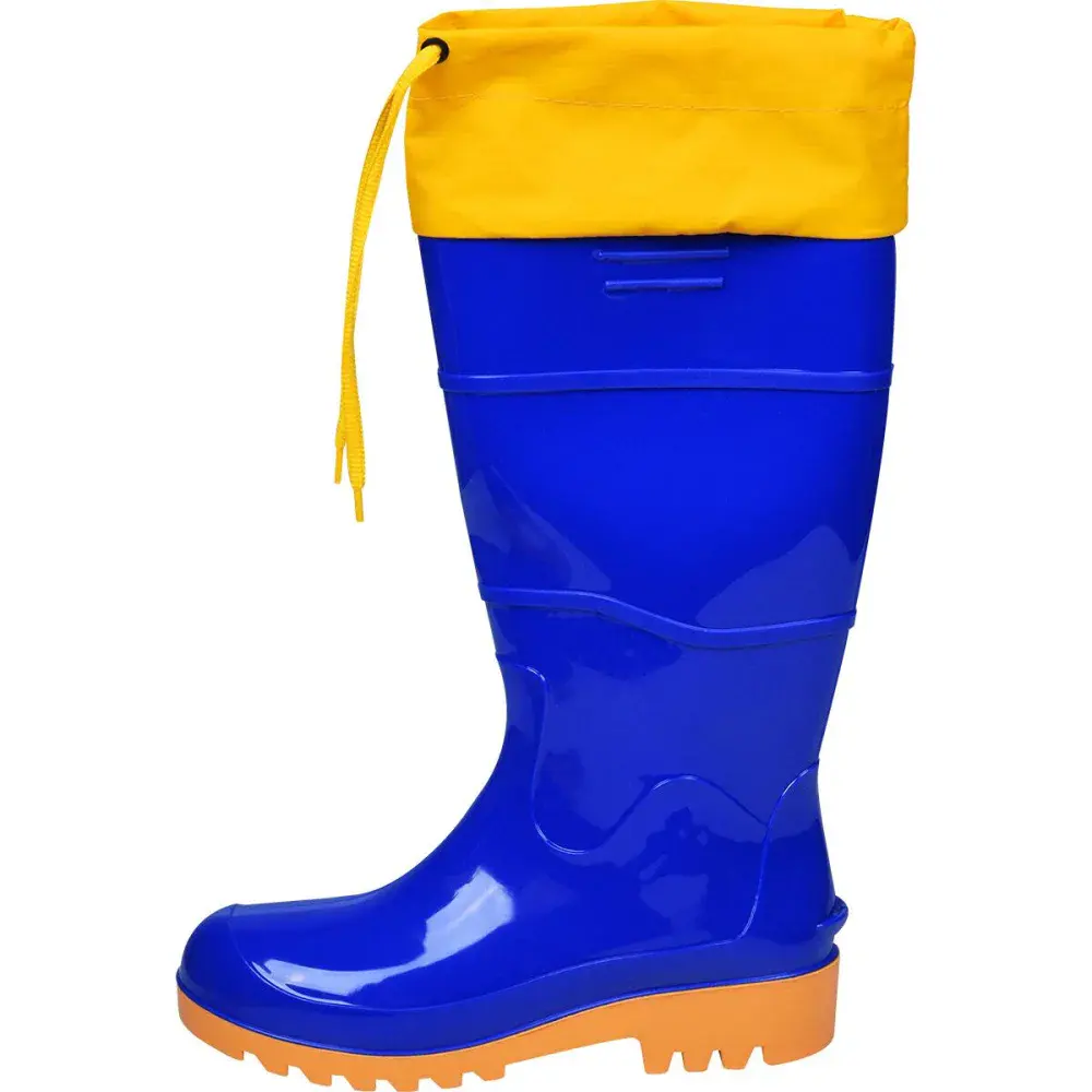 Bota pvc azul/amarela cano longo com polaina N°35 Worker — fotografia 4