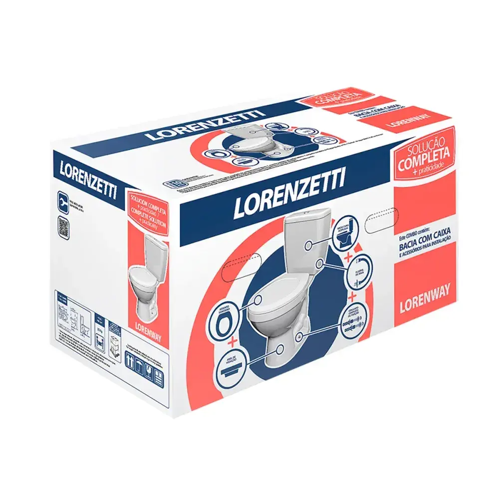 Kit bacia e caixa acoplada loren way 3 e 6L branco completo lorenzetti Lorenzetti Duchas — fotografia 12