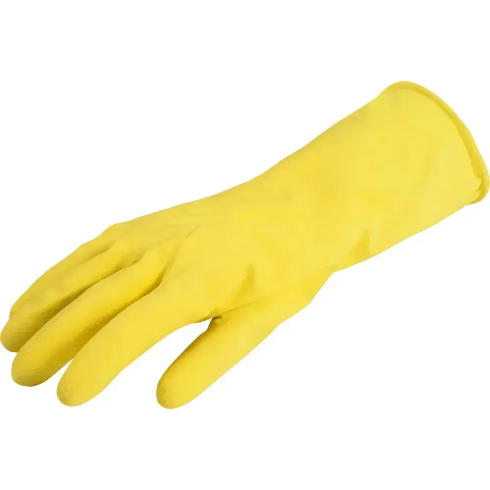Luva de látex antiderrapante flocada amarela 10 gg Worker — fotografia 4