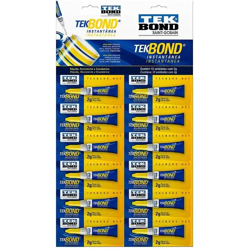 Cola instantânea 2G multiuso cartela com 12 unidades 10611000909 Tekbond — fotografia de referência