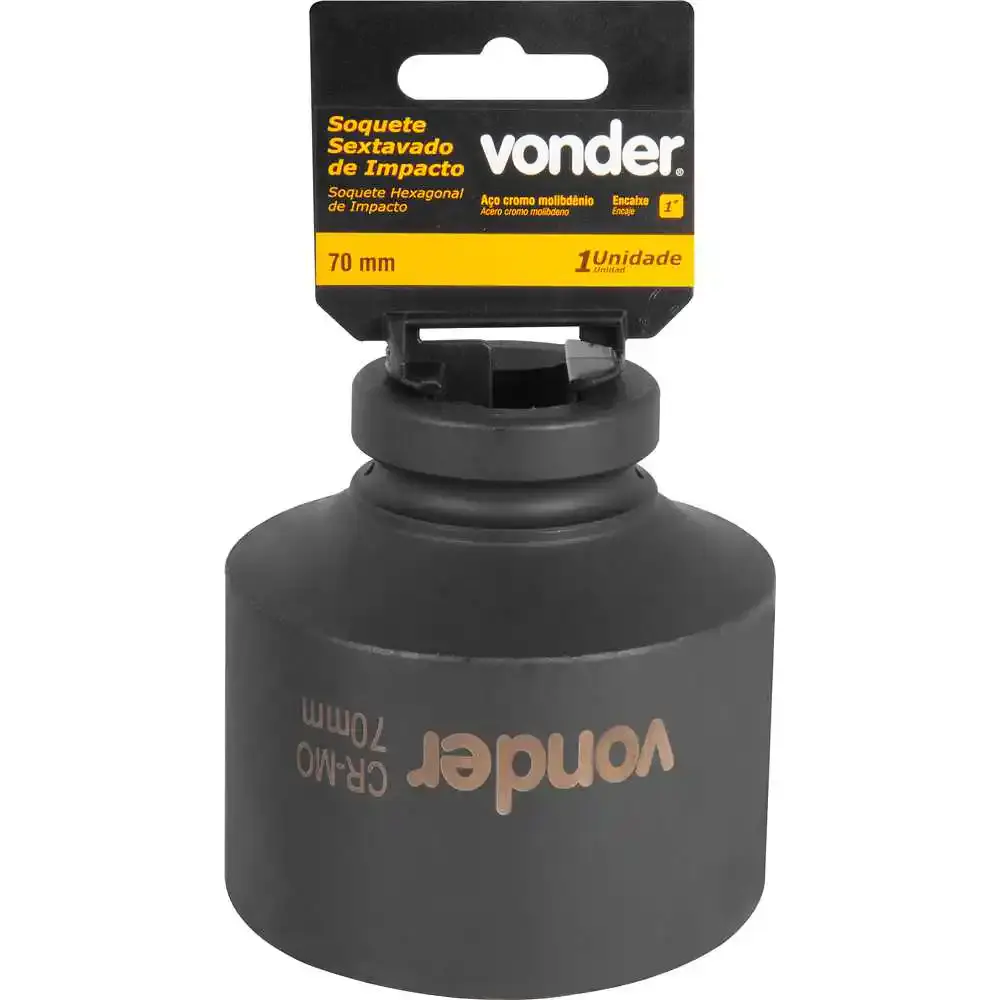 Soquete Sextavado Impacto Encaixe 1 polegada 70MM Cromado VONDER — fotografia 2