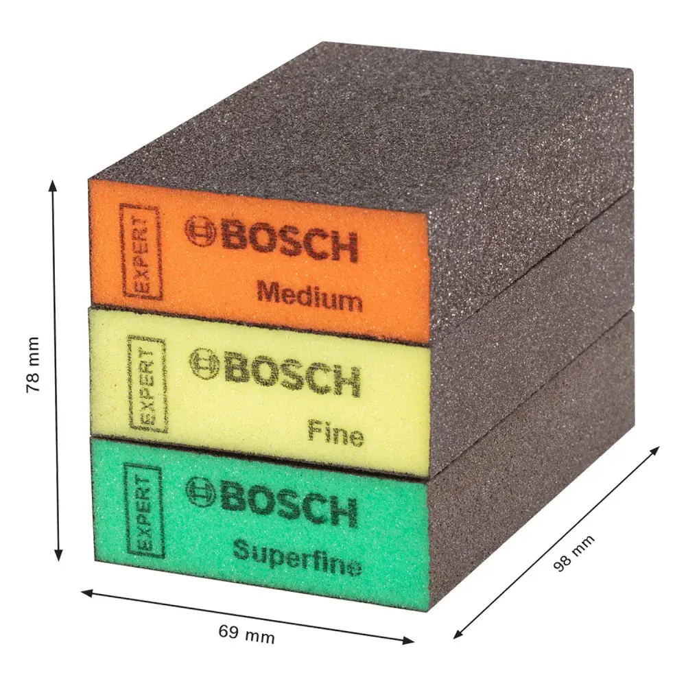 Kit 3 esponjas abrasivas m,f,sf best for flat + edge Bosch — fotografia 7