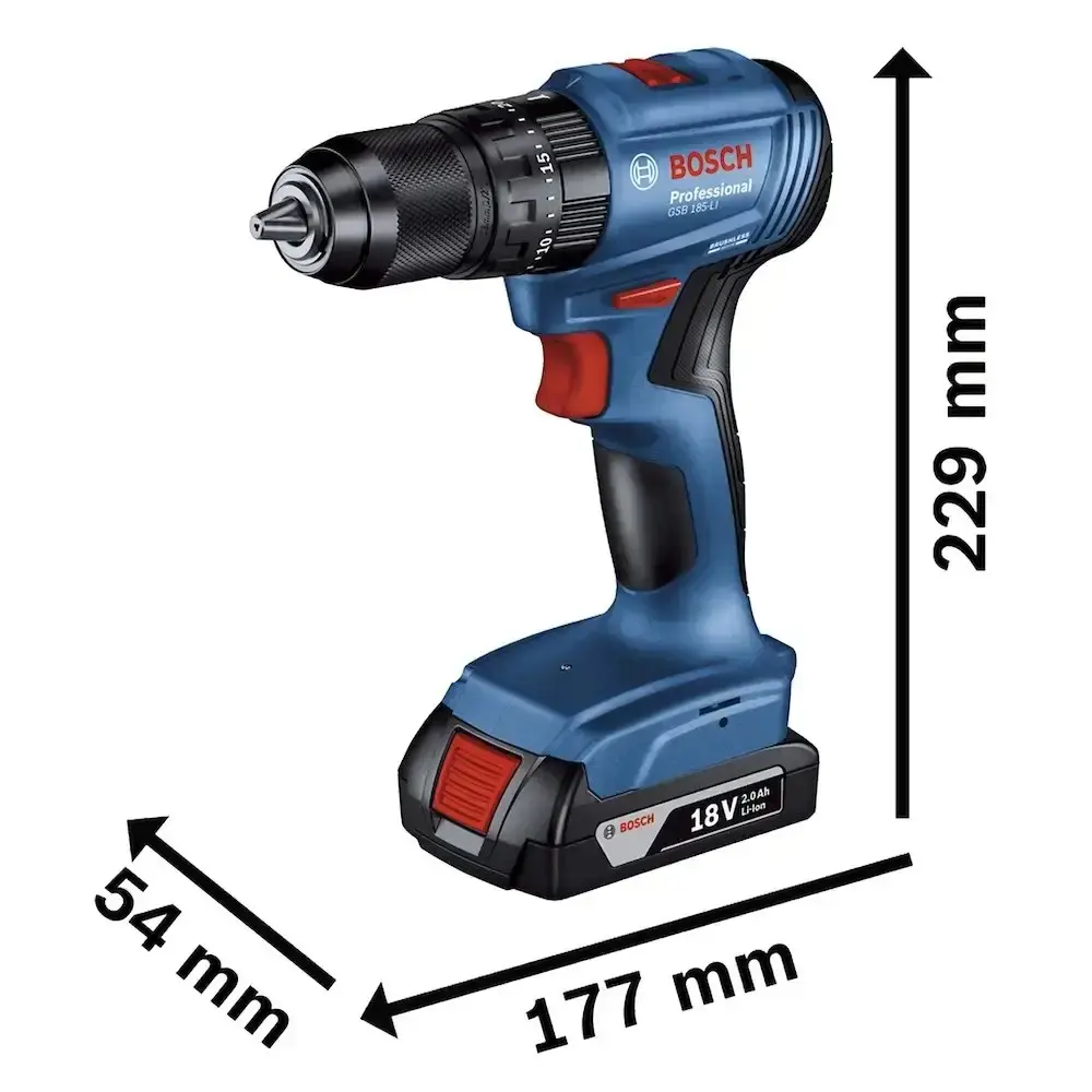 Parafusadeira de impacto a bateria 18V com maleta bateria 2.0AH bolsa e kit de pontas 33 peças Bosch Bivolt — fotografia 8