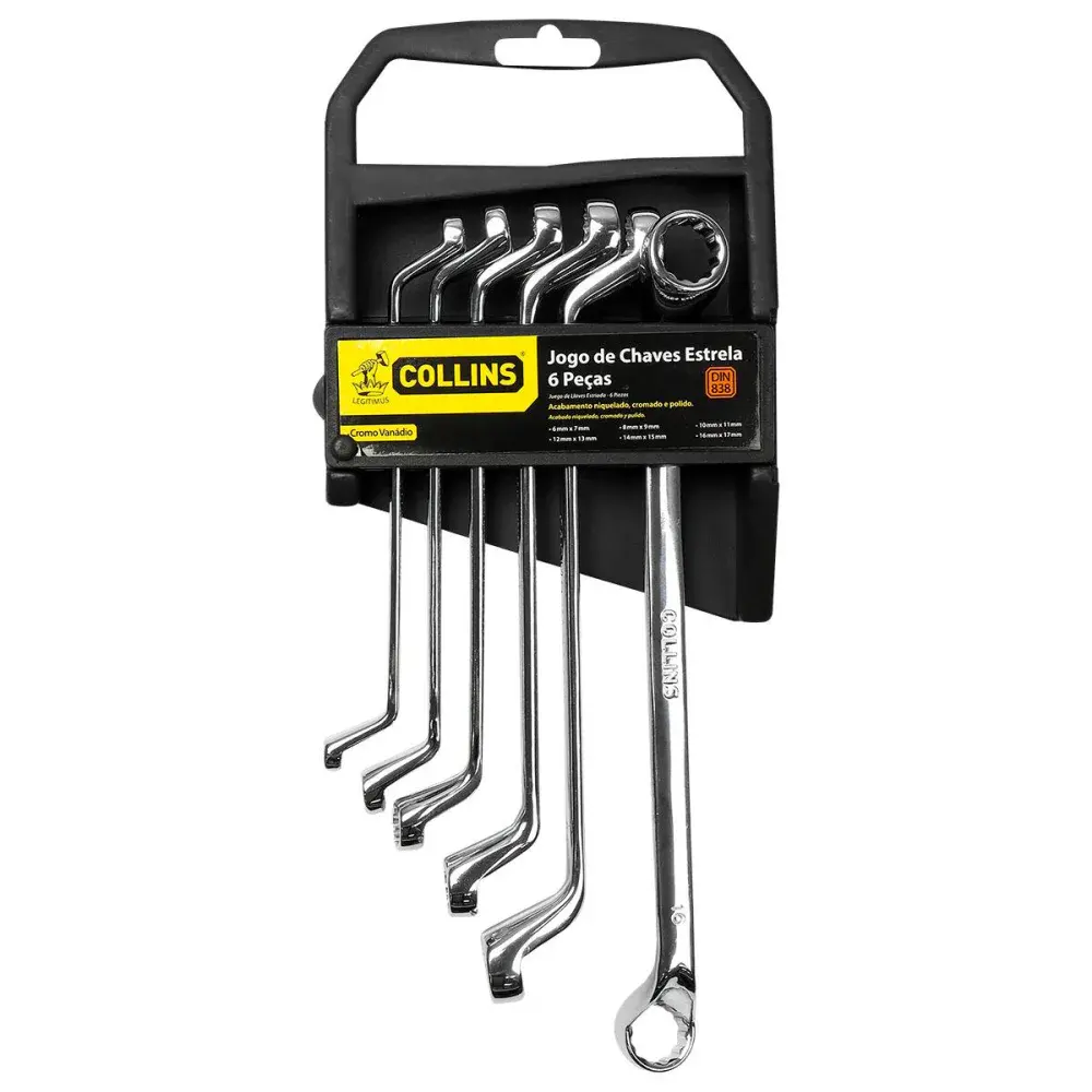 Jogo chave estrela cromado 6 a 17MM 6 peç Collins