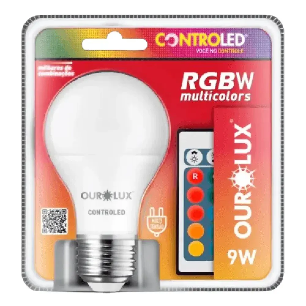 Lâmpada led multicor 9W rgbw bivolt E27 Ourolux — fotografia 2