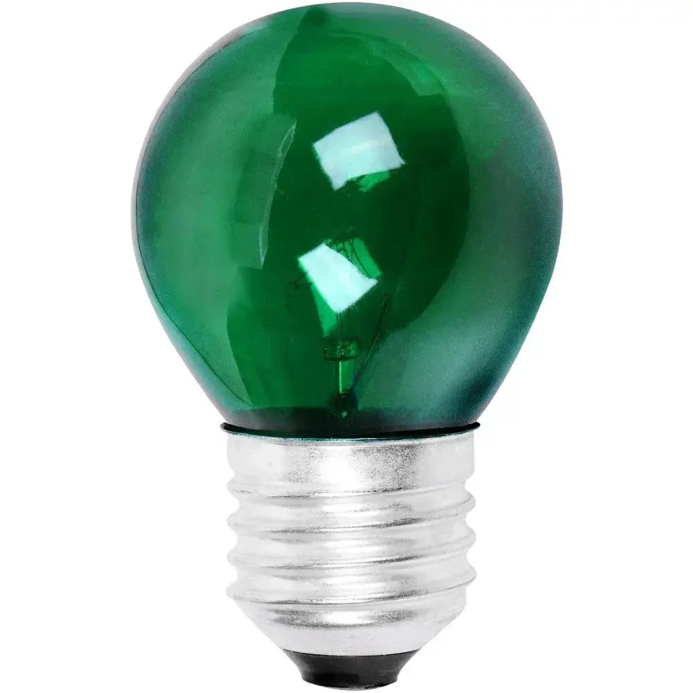 Lâmpada bolinha 15W E27 verde incandescente Liege 220V — fotografia 5