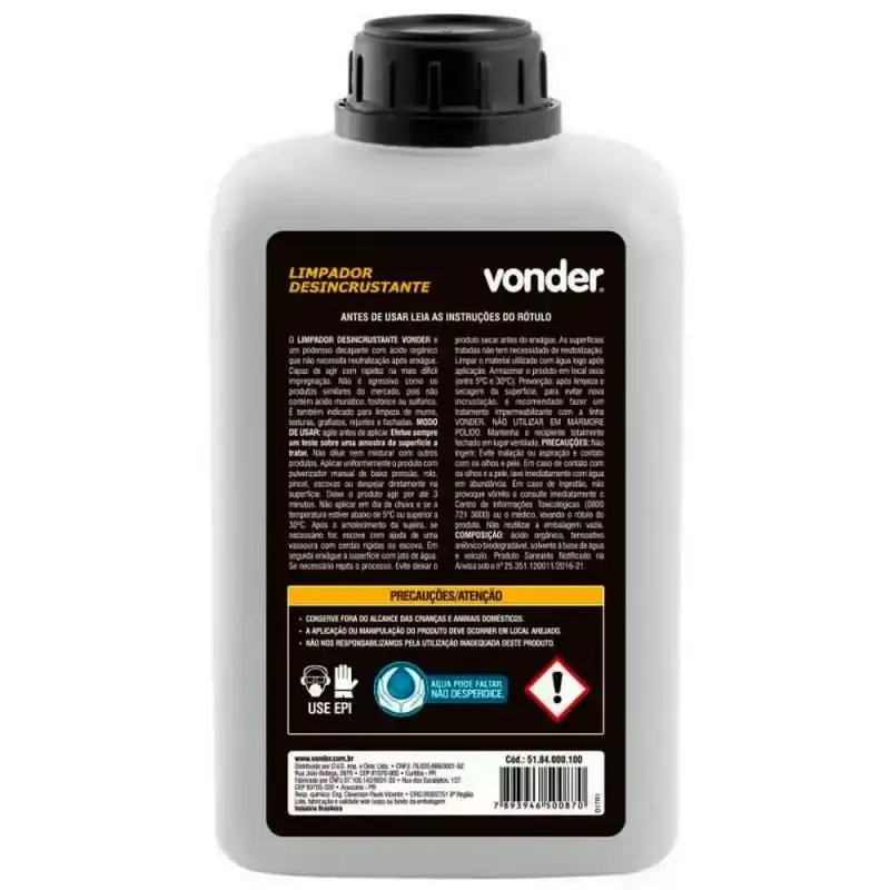 Limpador desincrustante biodegradável 1 litro Vonder — fotografia 3
