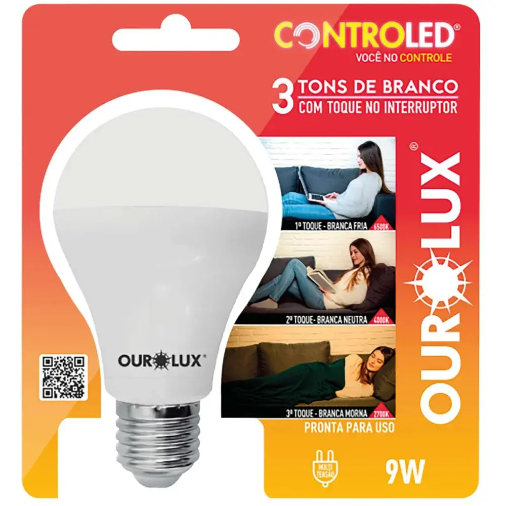 Lamp led 3 tons brc. 9W 6,5K+4K+2,7K biv Ourolux