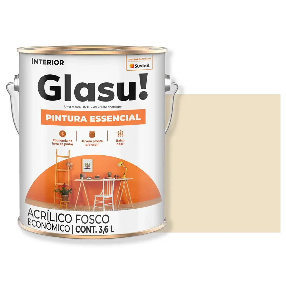 Tinta acrílica essencial fosco areia 3,6L glasu Suvinil Glasu!