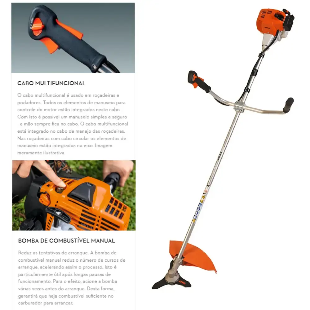 Roçadeira combustão a gasolina 1,3 CV 25 CC lâmina 3 facas FS 85 Stihl — fotografia 5
