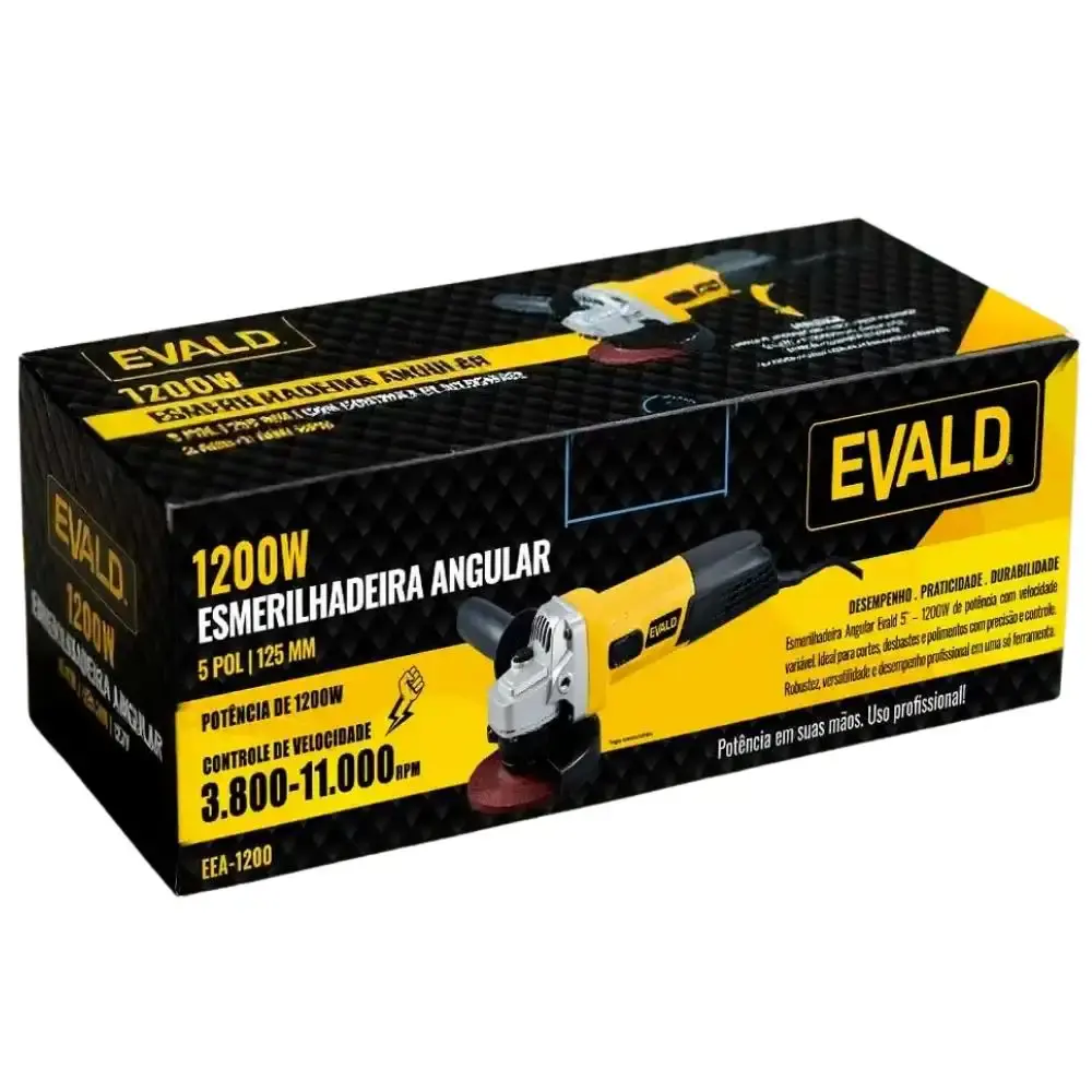 Esmerilhadeira angular 4,1/2POL 1200W com 3 discos de corte inox 4,1/2POL Evald 110 V — fotografia 6