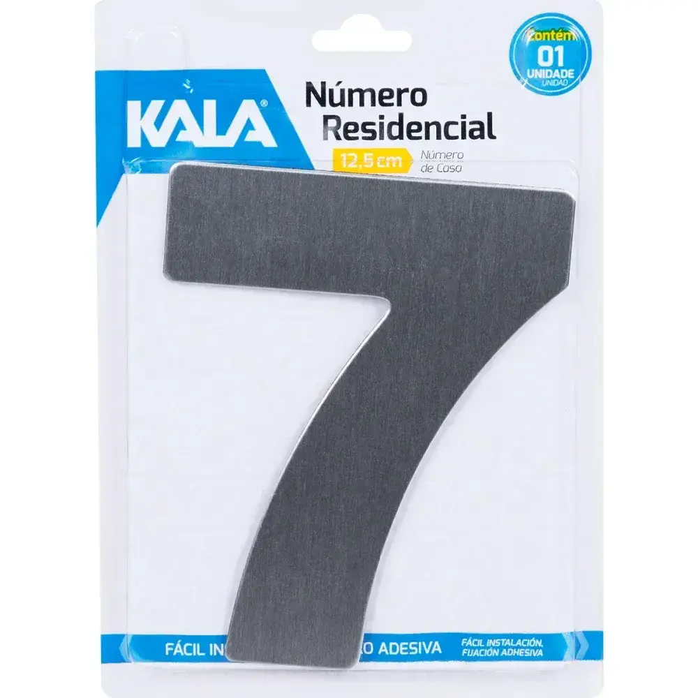 Número residencial N°7 aço escovado 12,5CM Kala — fotografia 4