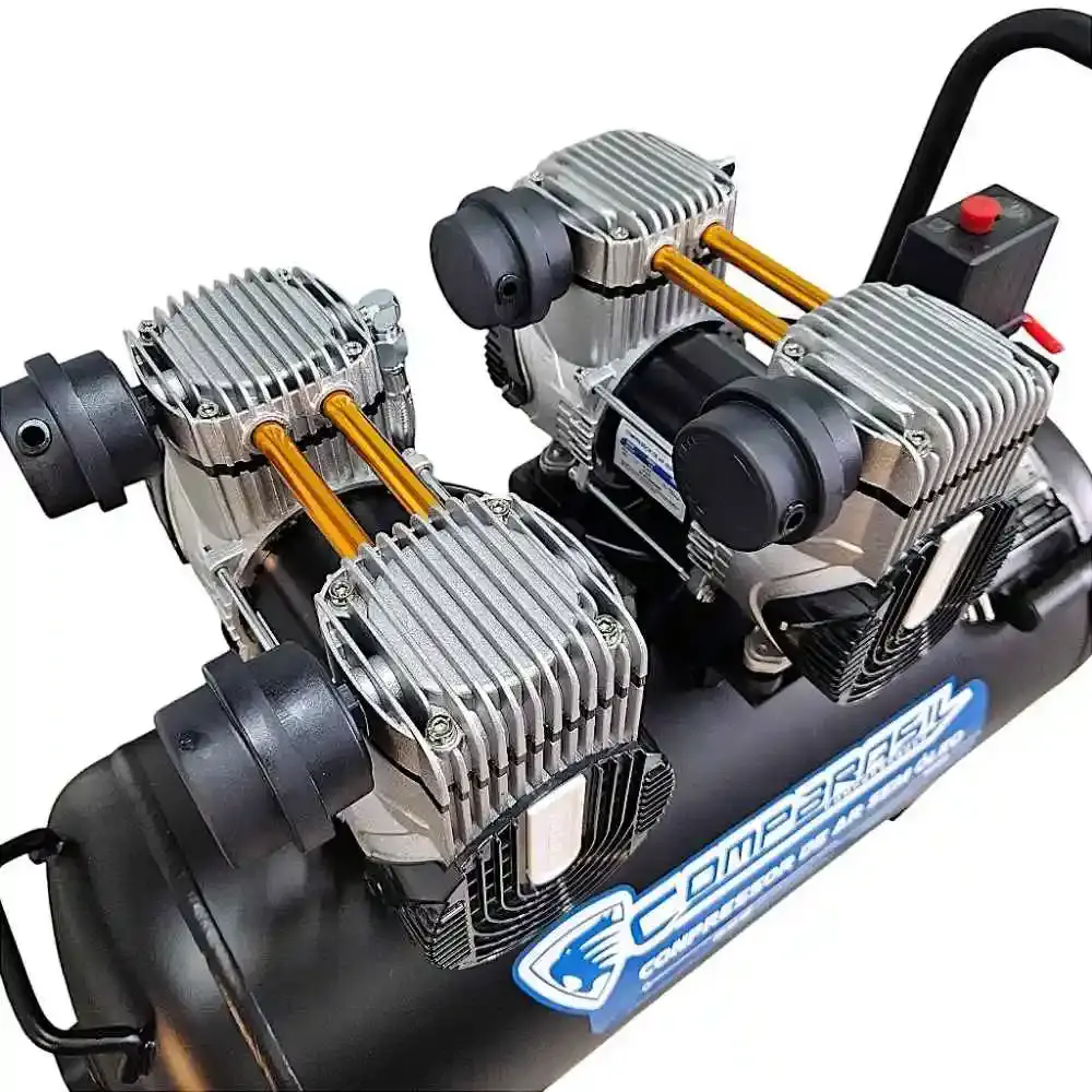 Compressor de ar portátil silencioso 10 pés 1 HP 50 litros isento de óleo 1200X2-50L Compbrasil 220 V — fotografia 7