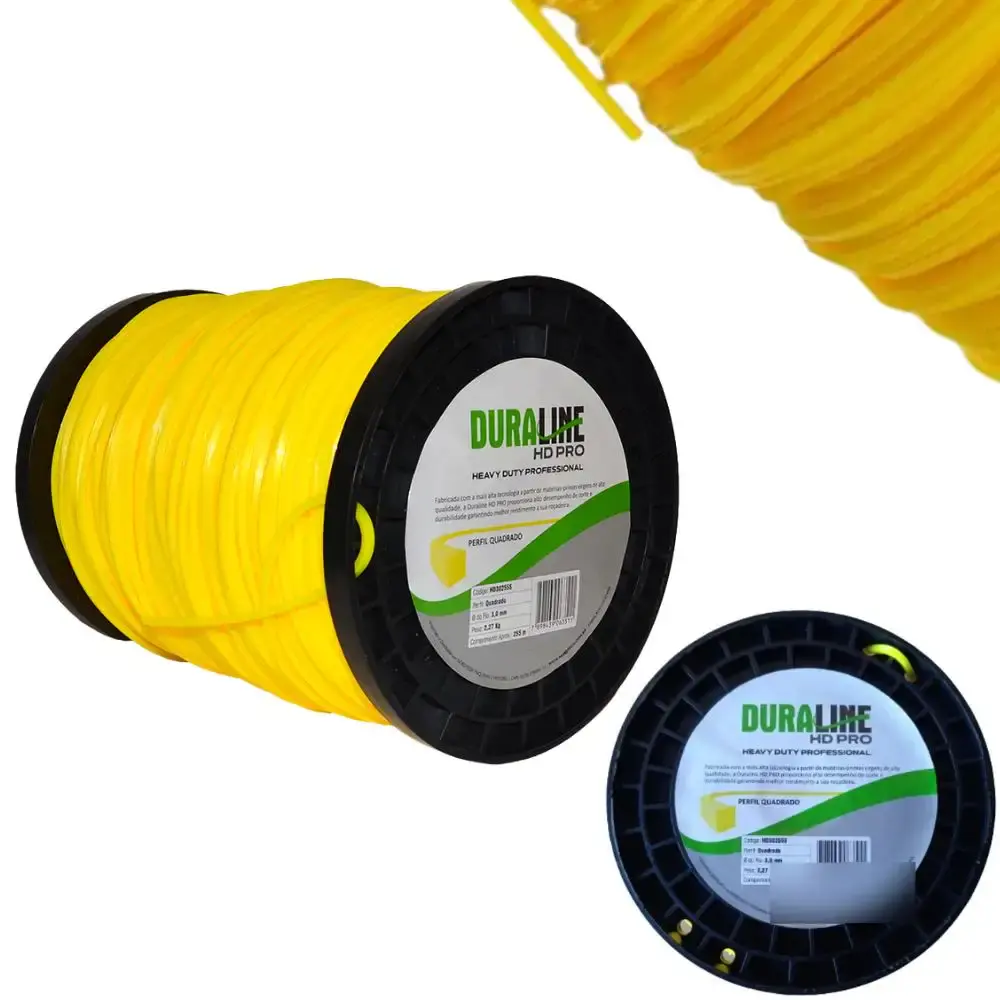 Bobina fio nylon roçadeira 3MM quadrado 2KG 245M Duraline — fotografia 4