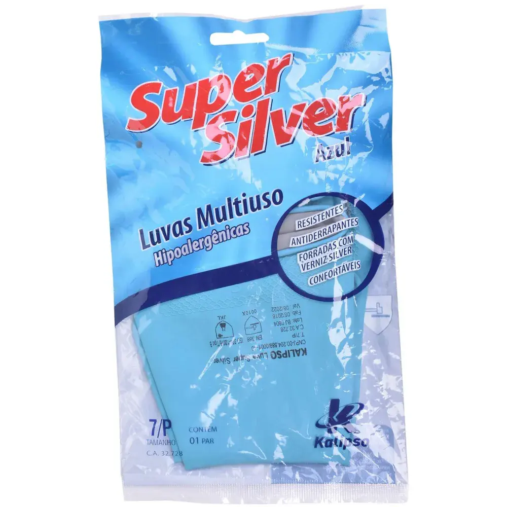 Luva latex azul com forro super silver Kalipso — fotografia 3