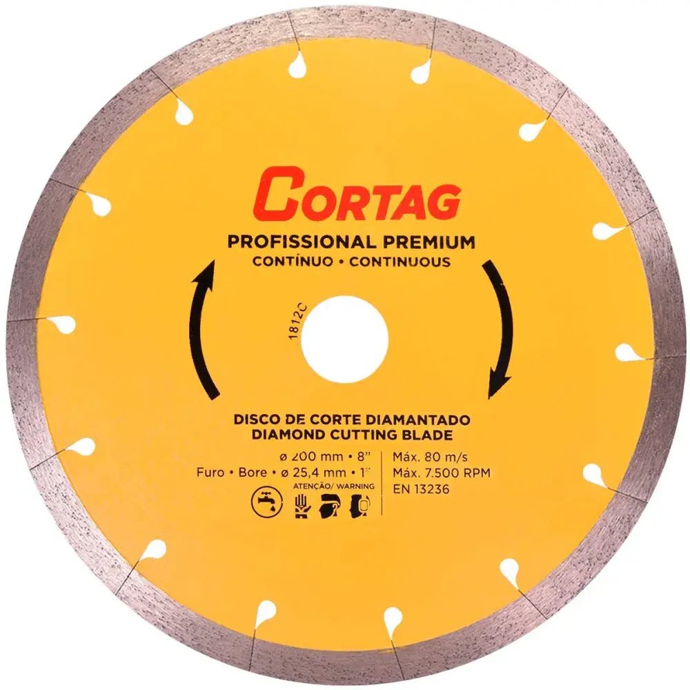 Disco diamantado profissional premium 200MM x 25,4MM Cortag