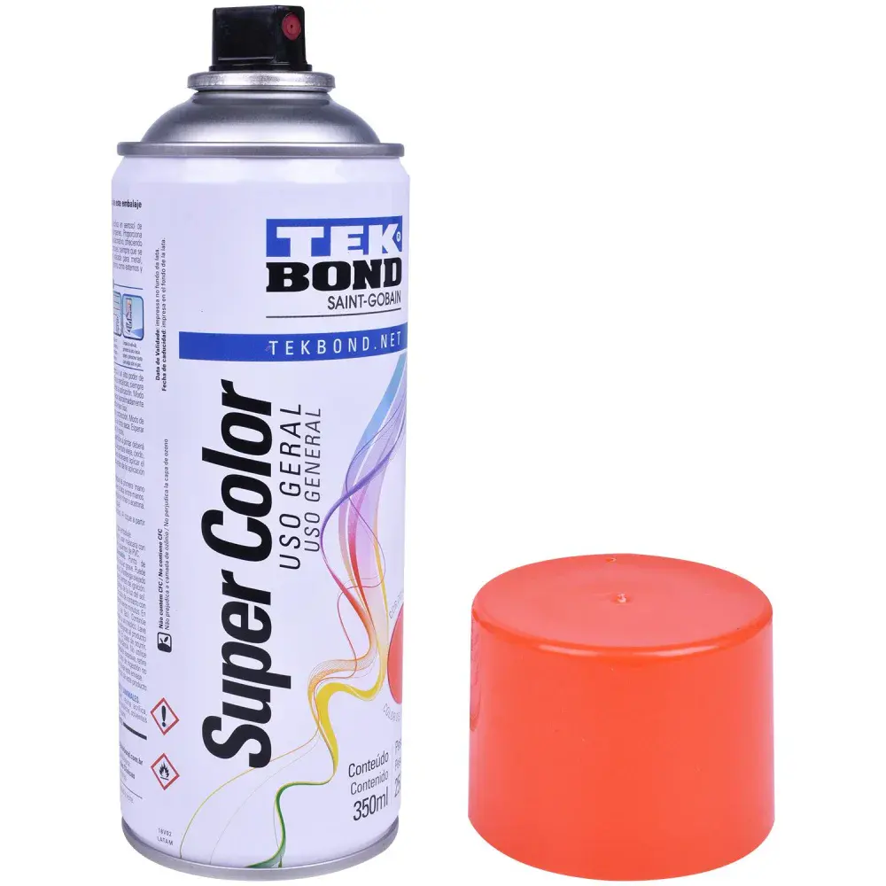 Tinta spray uso geral laranja 350ML Tekbond — fotografia 3