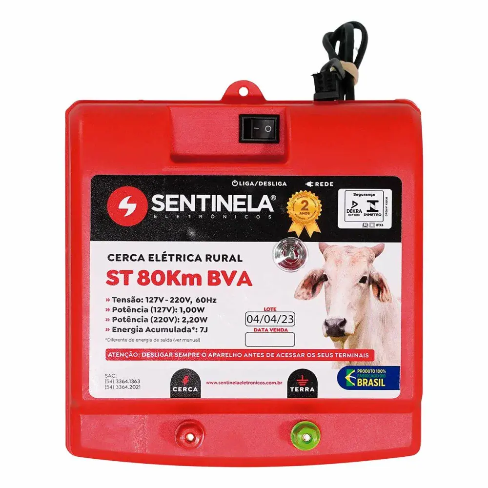 Eletrificador de cercas st 80KM biv Sentinela