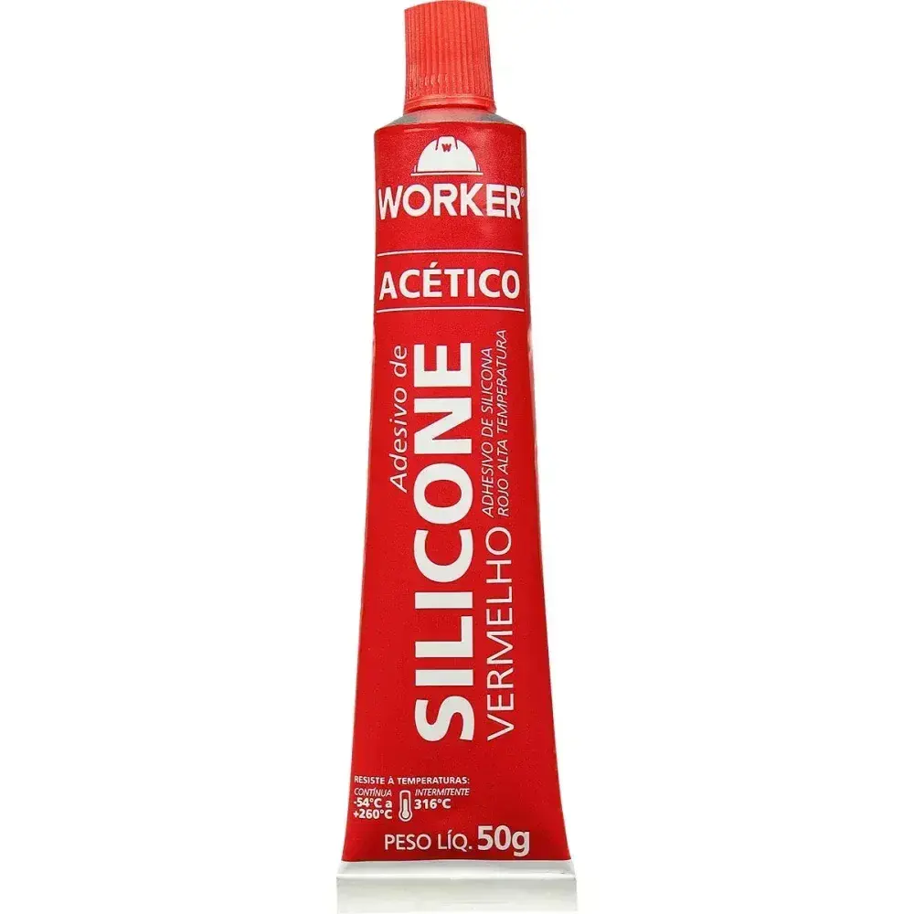 Silicone acético alta temperatura vermelho 50G Worker — fotografia 6