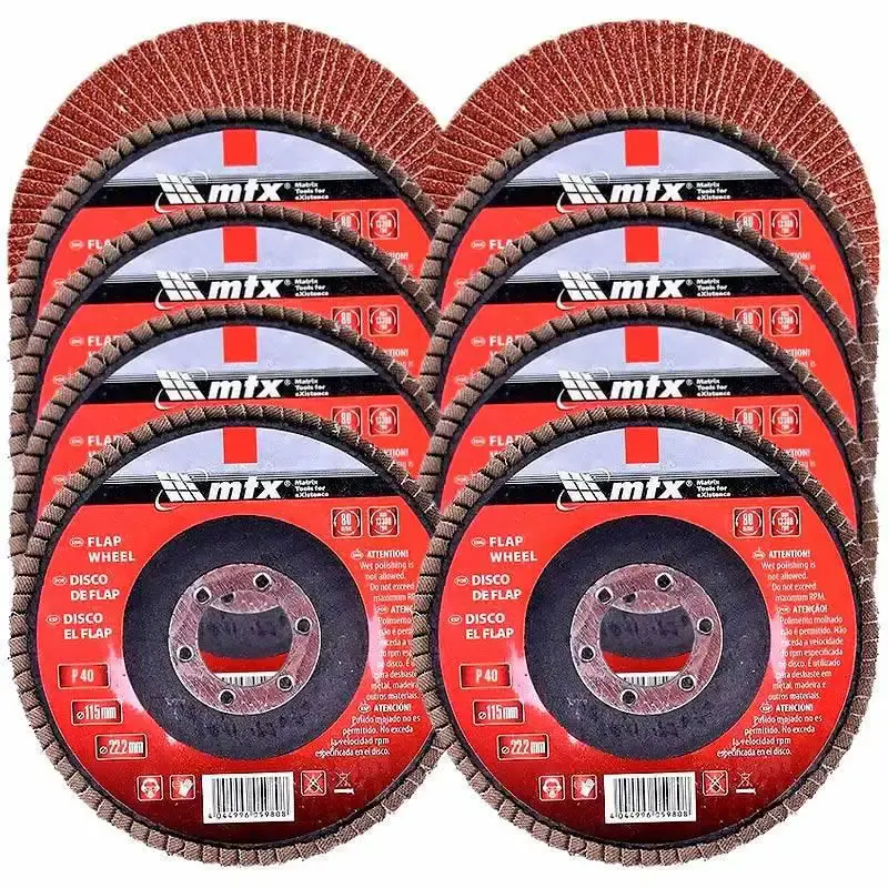 Disco de lixa flap 4.1/2 POL grana 40 kit com 10 unidades MTX
