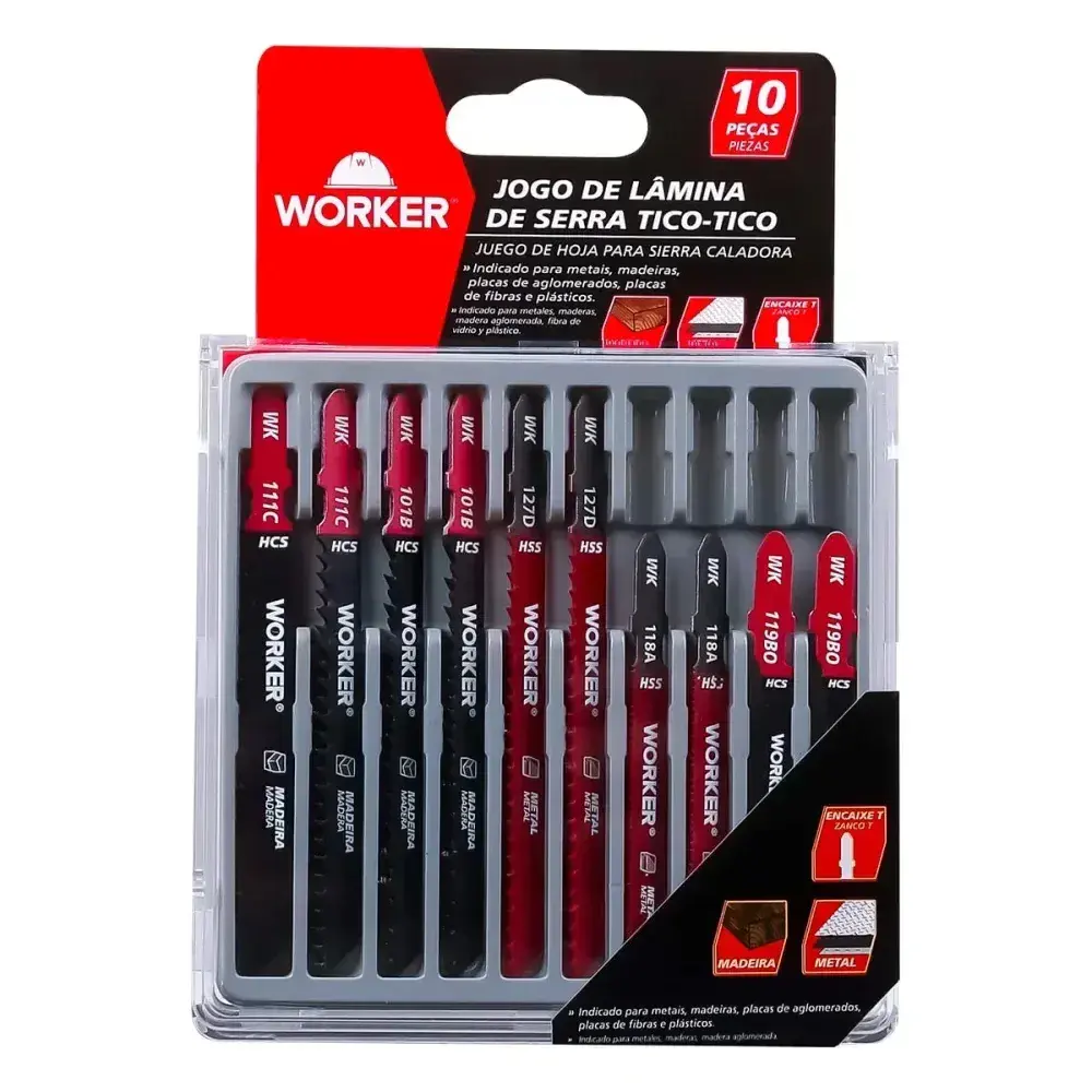 Jogo de lâminas para serra tico-tico para metal 10 peç Worker — fotografia 9