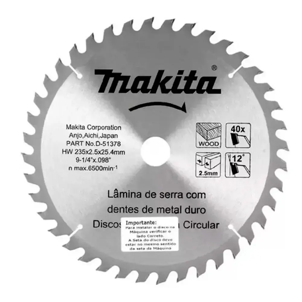 Disco de serra 235 x 25,4MM com 40 dentes Makita — fotografia de referência