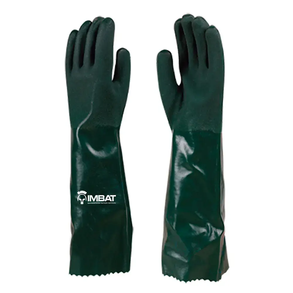 Kit 5 luvas de PVC palma áspera 46CM verde T9 LV-PVC46-9 Imbat — fotografia 3